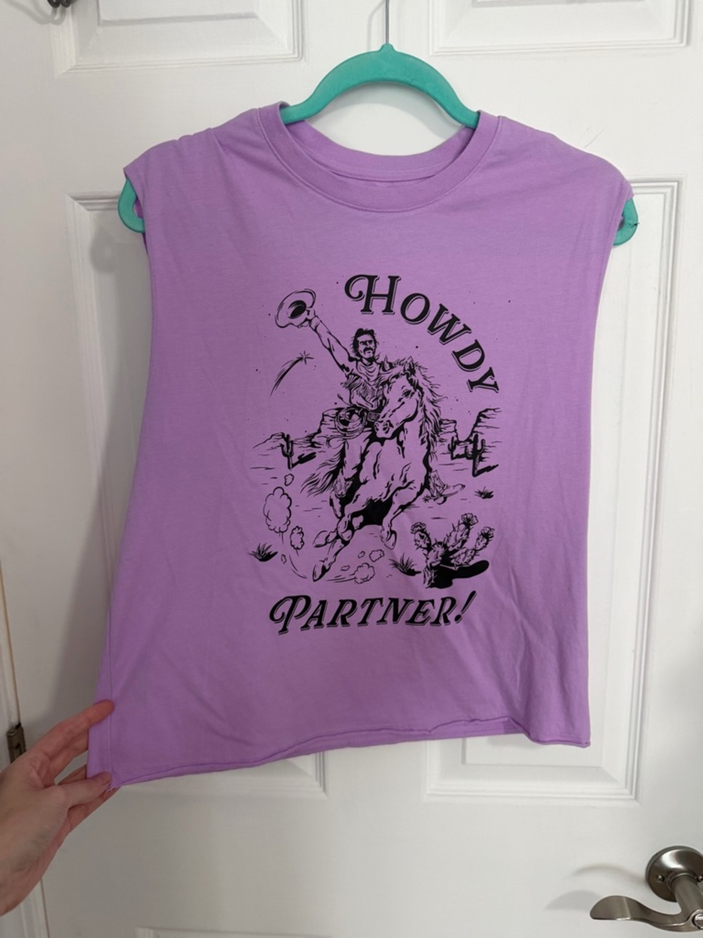 Women’s Lavender 'Howdy Partner!' Graphic Tank from target